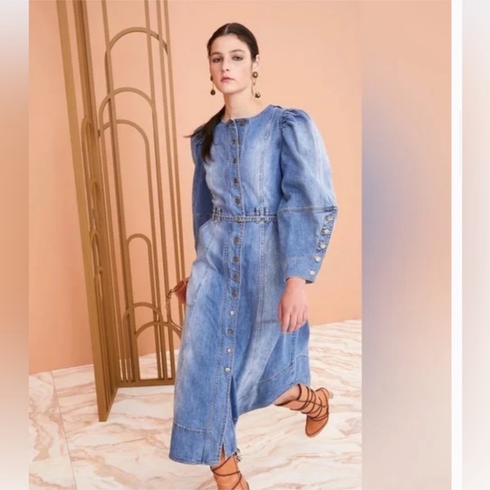 ULLA JOHNSON Medium Wash Starr denim midi dress 2